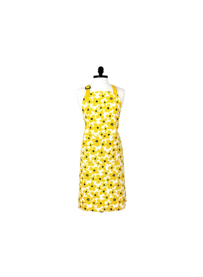 Buttercup Floral Pattern Designer Chef Apron Yellow and White 35 Inch 6012-2587